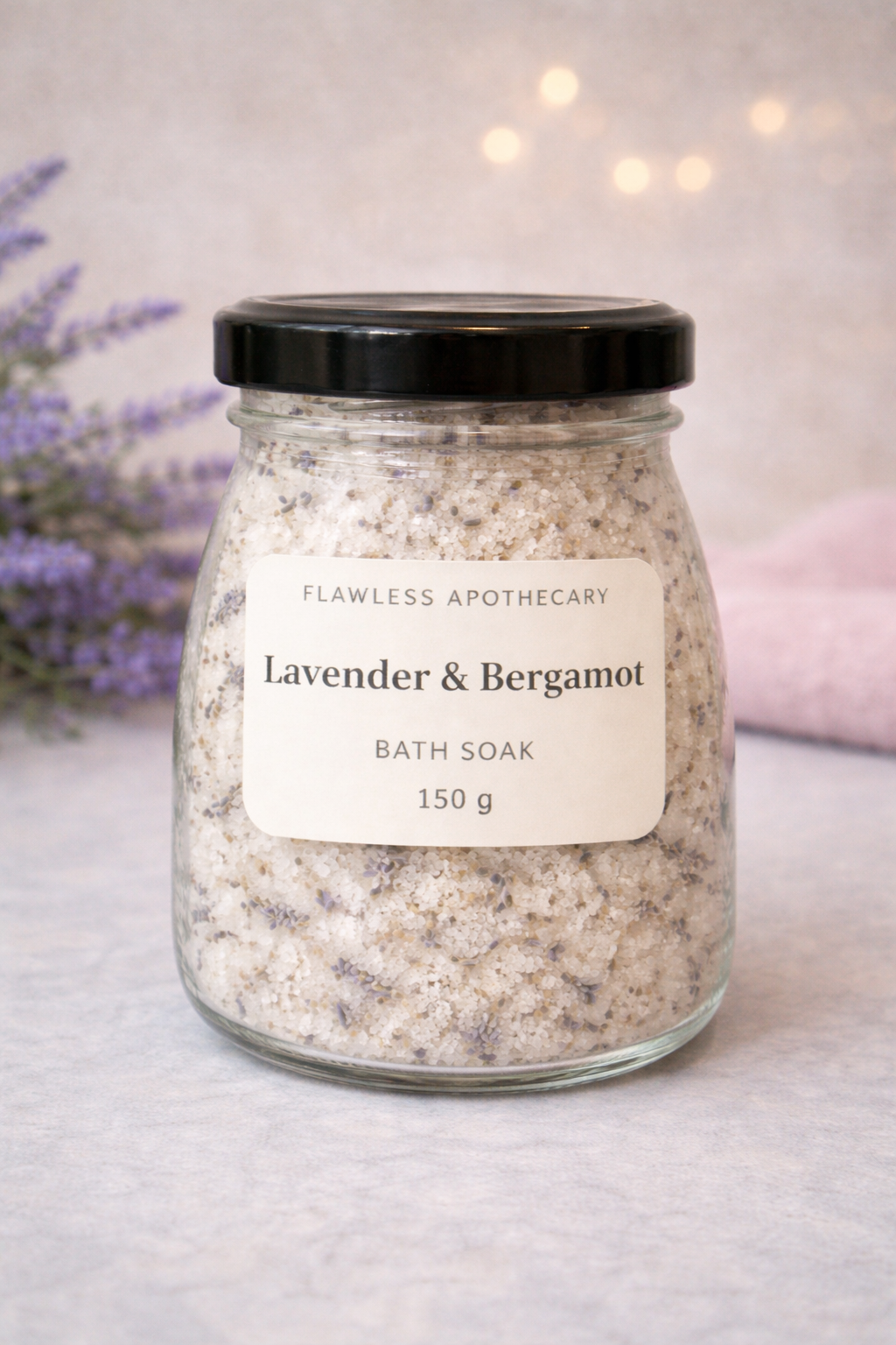 Lavender & Bergamot Mineral Bath Soak – 150g | Relax & Calm